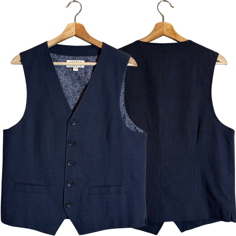 Joseph Abboud Plaid Vest Mens Small Blue Preppy Designer Business Casual Buttons